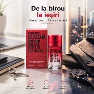 Parfum Bărbat V.V. Love Saturday Night Non Stop Eau de Toilette 30 ml, Inspirat din Carolina Herrera 212 VIP Men, Aromă Fresh, Aromatică și Lemnoasă - Img 5