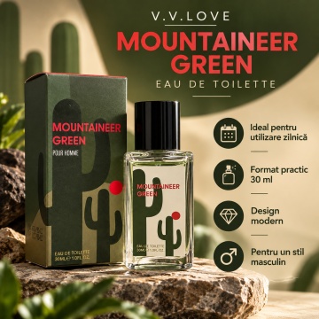 Parfum Barbati V.V.Love Mountaineer Green Pour Homme, Eau de Toilette EDT, 30 ml, Aroma Fresh, Masculina, Elegant, Spray, Format Compact, pentru Zi si Seara - Img 3
