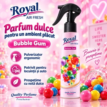 Parfum Concentrat de Cameră Bubble Gum Royal, Parfum Ambiental Intens cu Aromă Dulce de Gumă de Mestecat, pentru Spații Interioare si Auto, 250 ml - Img 3