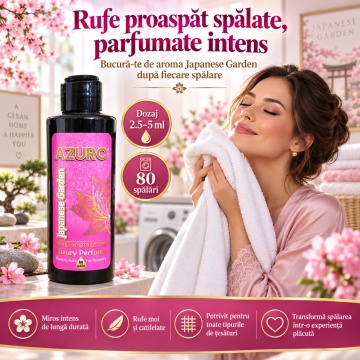 Parfum Concentrat pentru Rufe Azuro Japanese Garden, până la 80 Spălări, Aromă Florală și Fresh, pentru Spălare Automată și Manuală, 200 ml - Img 3