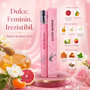 Parfum Damă Glitzy Skandal 35 ml V.V. Love, Apă de Parfum, Inspirat de Scandal Jean Paul Gaultier, Aromă Dulce Florală cu Miere, Portocală Sângerie, Mandarină, Gardenie, Iasomie, Caramel și Paciuli - Img 7