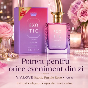 Parfum Damă V.V. Love Exotic Purple Rose, Apă de Parfum 100 ml – Elegant, Dulce, Inspirat din Kayali Vanilla Candy Rock Sugar 42 - Img 5