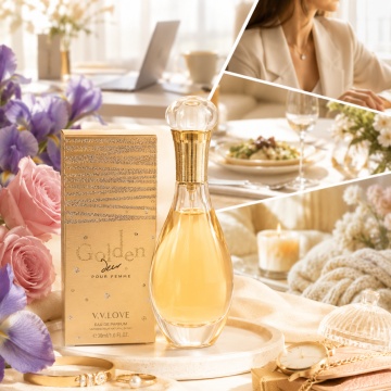 Parfum Damă V.V. Love Golden Eau de Parfum 30 ml, Inspirat din J’Adore Voile de Parfum Dior, Aromă Florală, Pudrată și Elegantă - Img 6