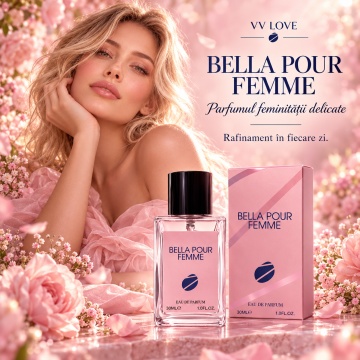 Parfum Dama VV Love Bella Pour Femme, Eau de Parfum EDP, 30 ml, Persistent, Feminin, Elegant, Format Compact, pentru Zi si Seara - Img 3