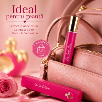 Parfum La Tentation 35 ml, Apă de Parfum Damă, Aromă Dulce Floral Fructată, Format Compact, Note de Bergamotă, Zmeură, Lămâie, Migdale, Trandafir Bulgăresc, Vanilie de Bourbon, Mosc Alb și Lemn de Santal - Img 4