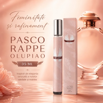 Parfum Pasco Rappe Olupiao 35 ml, Apă de Parfum Damă, Aromă Vanilată Sărată, Florală și Marină, Format Compact, Note de Iasomie de Apă, Mandarină Verde, Floare de Ghimbir, Vanilie, Sare, Cashmeran, Ambergris și Lemn de Santal - Img 8
