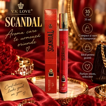 Parfum pentru barbati Scandal V.V. Love, Apa de Parfum, 35 ml, aroma aromatica vanilata lemnoasa, nucsoara, boabe de tonka si lemn de santal - Img 4