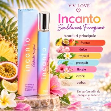 Parfum pentru femei Si V.V. Love, Apa de Parfum, 35 ml, aroma fructata lemnoasa, coacaze negre, frezie, mandarina, bergamota, trandafir de mai, neroli, vanilie, paciuli si ambroxan - Img 3