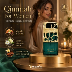 Parfum Qimmah For Women Lattafa 100 ml, Apă de Parfum Damă, Aromă Oriental Florală, Note de Cafea, Migdale, Iasomie, Tuberoză, Tonka, Cacao, Lemn de Santal și Vanilie - Img 7