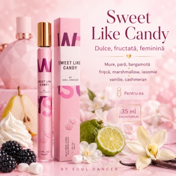 Parfum Sweet Like Candy by Soul Dancer 35 ml, Apă de Parfum Damă, Aromă Dulce Fructată și Gurmandă, Format Compact, Note de Mure, Pară, Bergamotă, Frișcă, Marshmallow, Iasomie, Vanilie și Cashmeran - Img 2