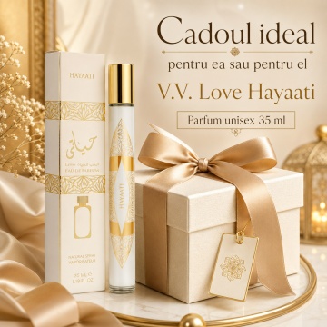 Parfum Unisex Arăbesc Hayaati Gold 35 ml V.V. Love, Apă de Parfum, Inspirat de Hayaati Gold Elixir Lattafa, Aromă Elegantă cu Bergamotă, Grapefruit, Coacăze, Piersică, Șofran, Vanilie, Ambră și Mosc - Img 5