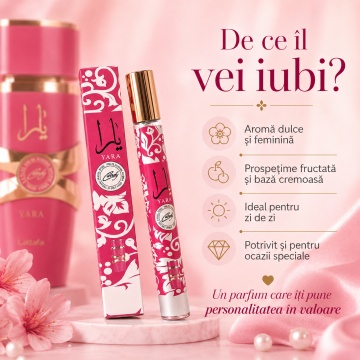 Parfum Yara Candy Lattafa 35 ml, Apă de Parfum Damă, Aromă Dulce Fructată, Format Compact, Note de Coacăze Negre, Mandarină Verde, Bomboane cu Căpșuni, Gardenie, Vanilie, Mosc și Ambră - Img 4