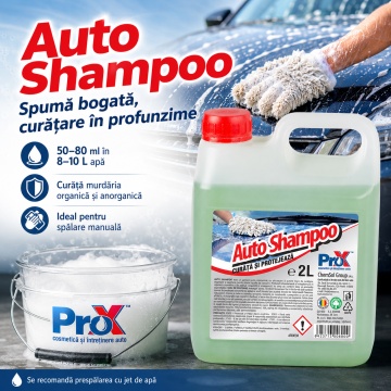 Șampon auto concentrat PRO X Auto Shampoo, pH neutru, spumare intensă, curățare și degresare caroserie, conferă luciu și protecție, pentru toate tipurile de caroserii, 2 L, 4x Stickere - Img 3