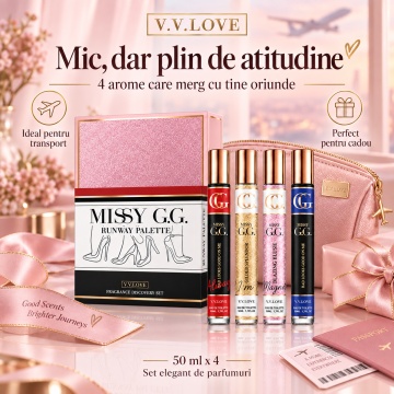Set 4 Parfumuri Missy GG V.V. Love 35 ml, Golden Horizon, Guardian's Pledge, Eternal Rose, Crimson Bloom, set cadou, pentru Femei - Img 4