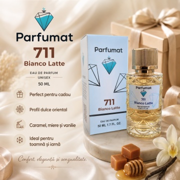 Set Apa de parfum Parfumat 711 Bianco Latte, Unisex, 50 ml si Gentuta cosmetice - Img 6