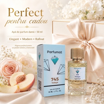 Set Apa de parfum Parfumat 745 Valaya, Dama, 50 ml si Gentuta cosmetice - Img 6