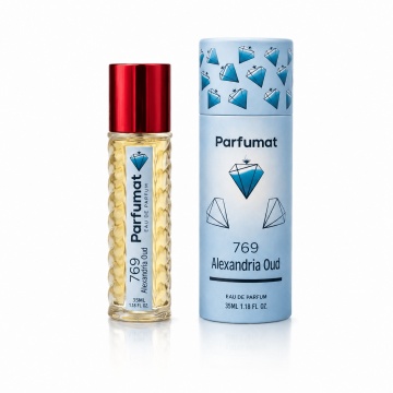Set Apa de parfum Parfumat 769 Alexandria Oud, Unisex, 35 ml si Gentuta cosmetice - Img 3