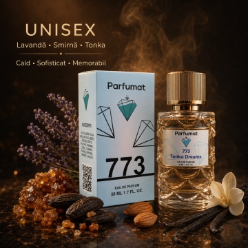 Set Apa de parfum Parfumat 773 Tonka Dreams, Unisex, 50 ml si Gentuta cosmetice - Img 3