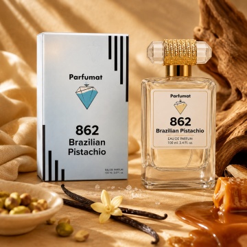 Set Apa de parfum Parfumat 862 Brazilian Pistachio, Unisex 100ml, 100 ml si Gentuta cosmetice - Img 5