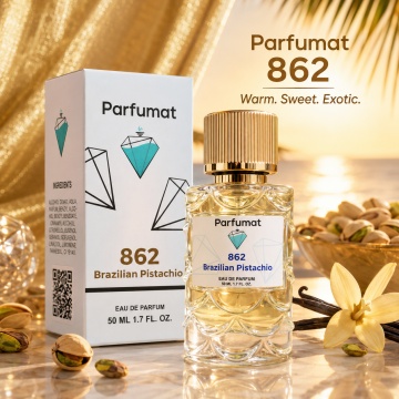 Set Apa de parfum Parfumat 862 Brazilian Pistachio, Unisex, 50 ml si Gentuta cosmetice - Img 5
