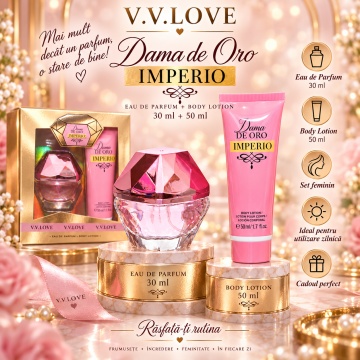 Set Cadou Femei V.V.Love Dama de Oro Imperio, Eau de Parfum 30 ml + Body Lotion 50 ml - Img 2