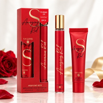 Set cadou pentru femei Amazing Red V.V. Love, Apa de Toaleta 35 ml + Lotiune de Corp 35 ml, 2 piese, aroma feminina eleganta