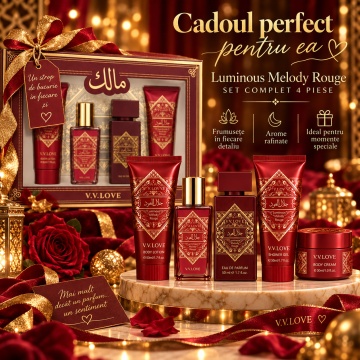 Set Cadou V.V.Love Luminous Melody Rouge, Eau de Parfum + Body Mist + Body Lotion + Shower Gel, 4 Produse 180 ml - Img 3