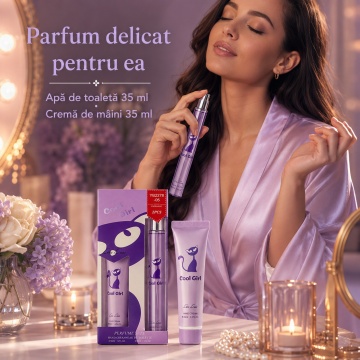Set Cool Girl 2x35 ml, Apă de Toaletă Damă 35 ml + Cremă de Mâini Body Lotion 35 ml, Aromă Dulce Floral Fructată, Vanilată și Moscată, Note de Pară, Mandarină, Gardenie, Iasomie, Caprifoi, Floare de Portocal, Lăcrămioară, Vanilie, Ambră, Mosc și Lemn de S - Img 4