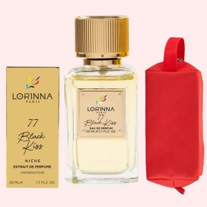 Set Extract de Parfum Lorinna Paris Parfum Black Kiss Unisex Damă Bărbat 50 ml si Gentuță Parfumuri