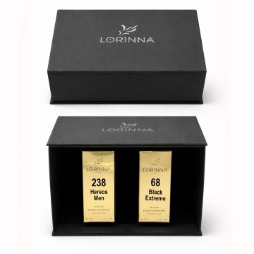 Set parfum Lorinna Paris Black Extreme & Hereos Men, 2 x 50 ml, Cutie cadouri parfum premium
