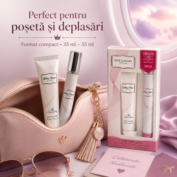 Set Pink & Mary Glitter Princess 2x35 ml, Apă de Toaletă Damă 35 ml + Body Lotion 35 ml, Aromă Dulce Floral Fructată, Vanilată și Tropicală, Note de Nufăr, Caisă, Măr, Mandarină, Ciocolată Amăruie, Guava, Floarea Tiare, Tuberoză, Vanilie, Ambră și Note Le - Img 2