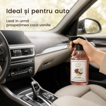 Spray Odorizant Loris Pafum Coco Vanille, 500 ml, pentru Cameră, Hol, Baie și Auto, Aromă de Cocos și Vanilie - Img 6