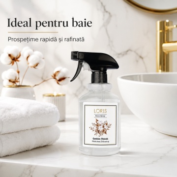 Spray Odorizant Loris Pafum Cotton Touch, 500 ml, pentru Cameră, Hol, Baie și Auto, Aromă Curată de Bumbac - Img 4