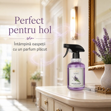 Spray Odorizant Loris Pafum Lavender & Musk, 500 ml, pentru Cameră, Hol, Baie și Auto, Aromă de Lavandă și Mosc - Img 3