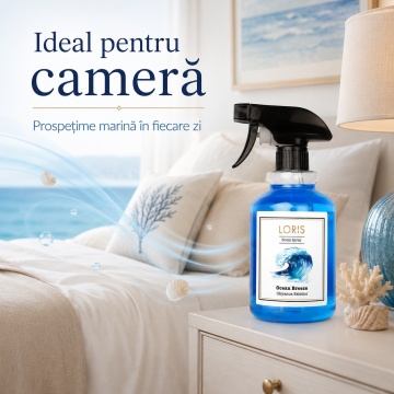 Spray Odorizant Loris Pafum Ocean Breeze, 500 ml, pentru Cameră, Hol, Baie și Auto, Aromă Marină Fresh - Img 2
