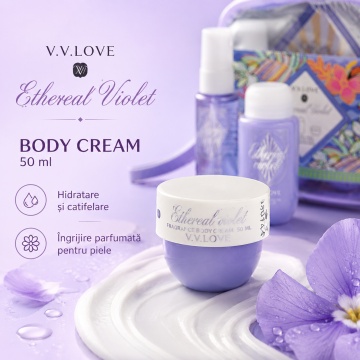 Travel Kit V.V. Love Ethereal Violet, Set Damă cu Body Mist 40 ml, Shower Gel 90 ml și Body Cream 50 ml (Copy 1) - Img 4