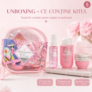 Travel Kit V.V. Love Family Symphony, Set Damă cu Body Mist 40 ml, Shower Gel 90 ml și Body Cream 50 ml - Img 5