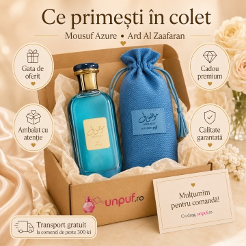arfum Arăbesc Ard Al Zaafaran Mousuf Azure 100 ml, Apă de Parfum Unisex, Damă și Bărbat, Inspirat Neroli Portofino, Aromă Acvatic Proaspătă cu Grapefruit, Note Marine, Bergamotă, Lămâie, Lavandă, Salvie, Cedru, Ambroxan și Mosc - Img 4