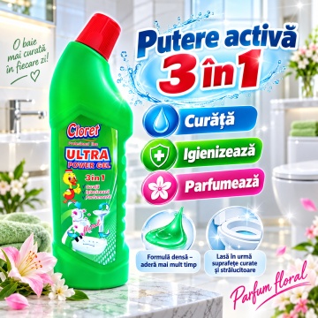 Detartrant WC 3in 1 Ultra Power Clor Gel Floral – 750 ml - Img 5