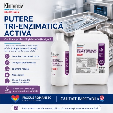 Detergent dezinfectant enzimatic profesional Klintensiv, concentrat, pentru endoscoape, instrumentar laparoscopic, dispozitive medicale neautoclavabile, cuve de imersie și băi cu ultrasunete, 5 L, 4x Stickere - Img 4