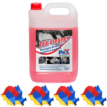 Detergent tapițerie și mochete PRO X TEX-Cleaner, concentrat cu spumare redusă, pentru textile auto, covoare și suprafețe textile, curățare în profunzime, 5 L, 4x Stickere