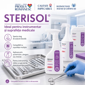 Dezinfectant profesional de nivel înalt RTU Sterisol Klintensiv, fără diluare, pentru spitale, clinici, UPU, ambulanțe, centre de triaj și instrumentar medical, canistră 5 L, 4x Stickere - Img 4