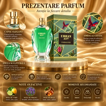 Fragrance World Urban Man Paradise – Parfum EDP 90 ml, bărbați - Img 3