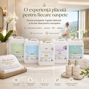 Gel de duș Klintensiv Green Garden, formulă profesională cu Aloe Vera, D-Panthenol și Zinc PCA, aromă fresh, peste 94% ingrediente biodegradabile, ideal pentru hoteluri, pensiuni, firme și spații publice, 5 L, 4x Stickere - Img 5