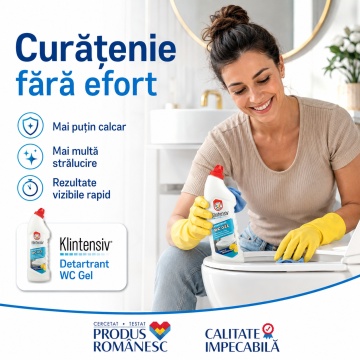 Gel detartrant WC și suprafețe ceramice Klintensiv, anticalcar profesional, textură gel, aderență pe suprafețe verticale, pentru baie, gresie, faianță, ceramică, cabine duș și inox rezistent, 750 ml, 4x Stickere - Img 5