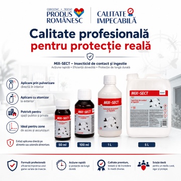 Insecticid concentrat MIX-SECT, soluție profesională pentru combaterea insectelor zburătoare și târâtoare, spații interioare și exterioare, canistră 5 L, 4x Stickere - Img 6