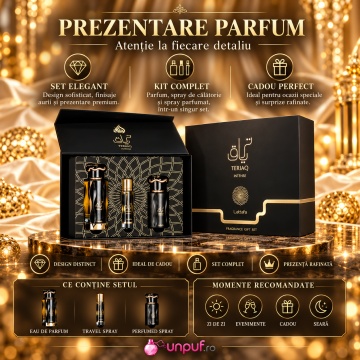 Lattafa Set Cadou Teriaq Intense – Apă de parfum 3 pcs + 100 ml, unisex - Img 2
