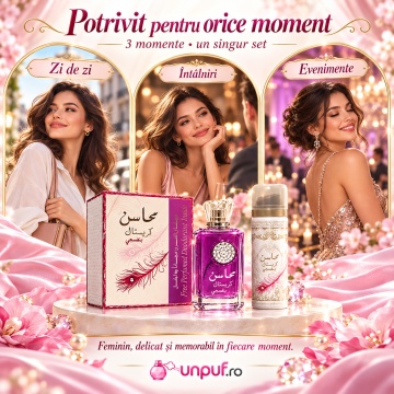 Lattafa Set Mahasin Crystal Violet : + Deodorant Spray – 100 ml + 50 ml, unisex - Img 6