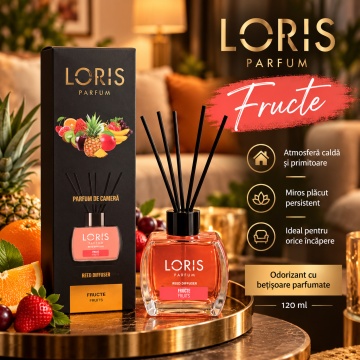 Loris Parfum Fructe 120 ml – Odorizant de Cameră cu Bețișoare Parfumate - Img 3