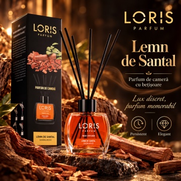 Loris Parfum Lemn de Santal 120 ml – Odorizant de Cameră cu Bețișoare Parfumate - Img 6